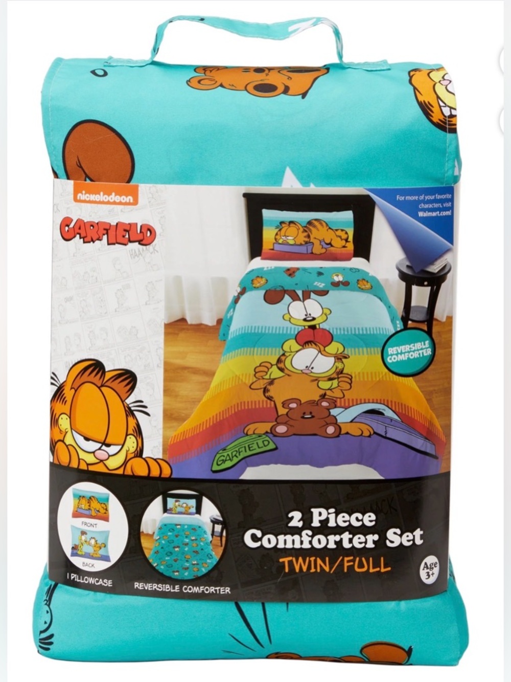 Garfield Comforter and Pillowcase for Kids, 2-Piece Set, Twin/Full, Reversible